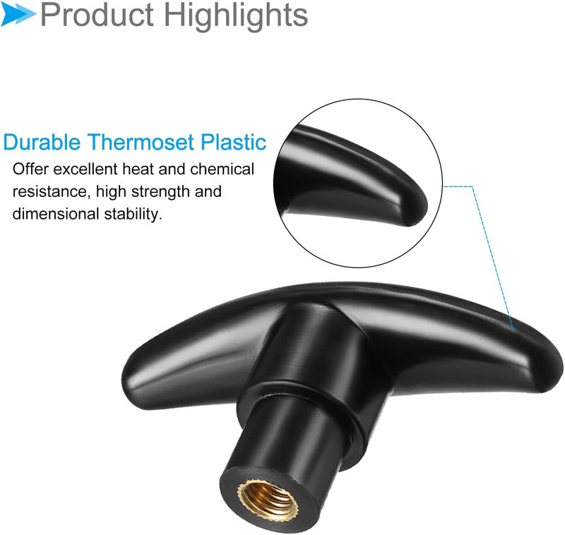 CoCud T-Knobs M8 Female Thread Plastic Clamping Hand T Knobs Handles Black - (Applications: for Lathe Machinery Drawer), 2-Pieces - Image 4